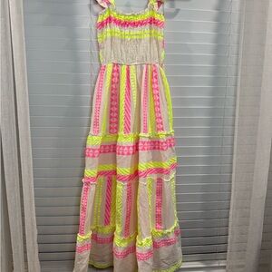 Vibrant Maxi Dress with Neon Stripes